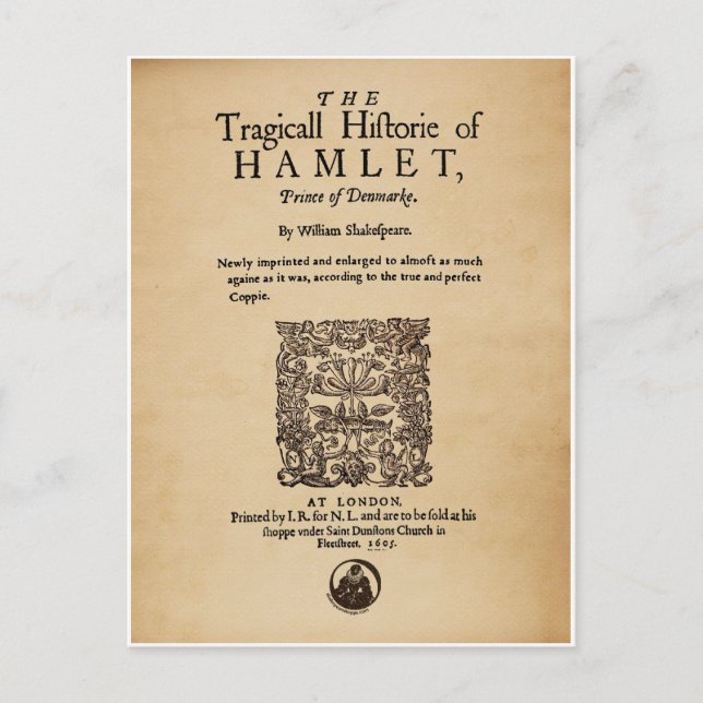 Postal Pieza frontal a la zona de Hamlet (versión 1605) (Anverso)