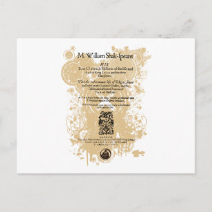 Postal Pieza frontal de Shakespeare King Lear Quarto