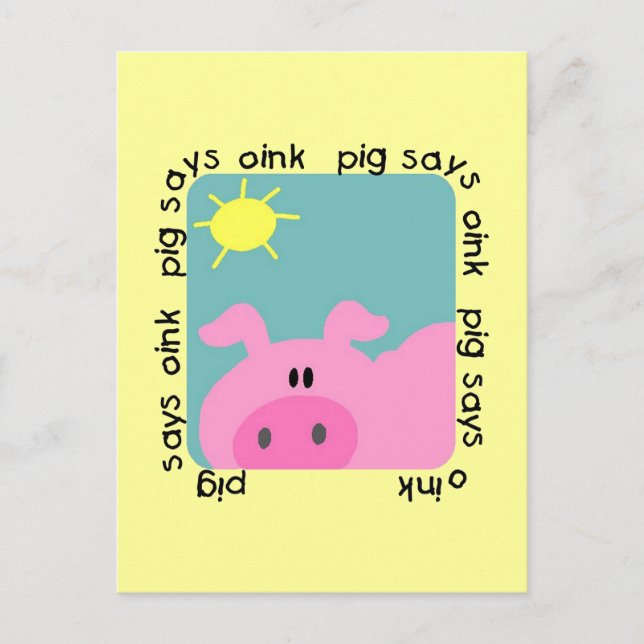 Postal Pig dice camisetas y regalos de Oink (Anverso)