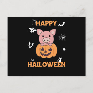 Postal Pig In Pumpkin Sweet Pigs Happy Halloween