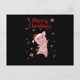 Postal Pig Merry Christmas Animals Pigs
