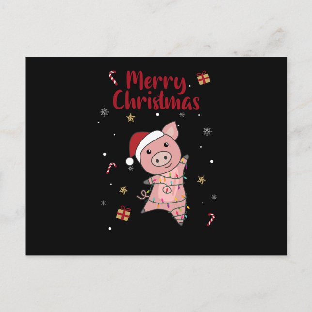 Postal Pig Merry Christmas Animals Pigs (Anverso)