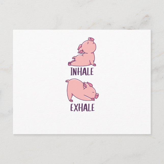 Postal Pig Yoga Cute Pigs Doing Sport inhale exhale (Anverso)