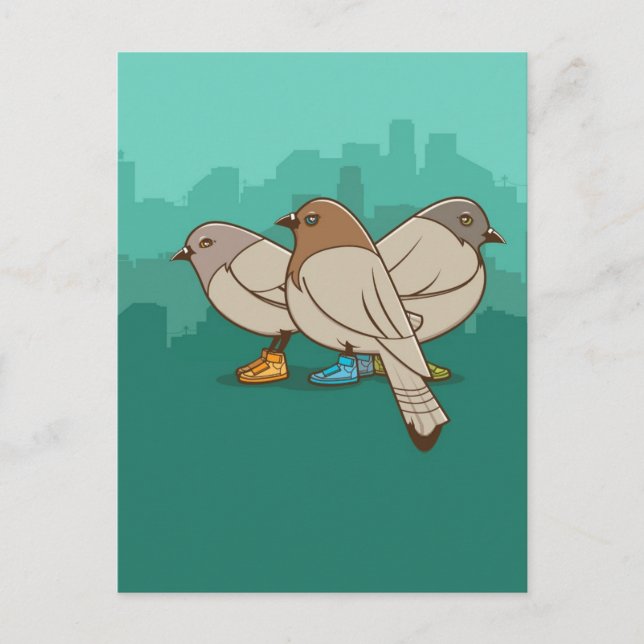 Postal Pigeones Con Sneakers Gracioso Diseño Gráfico Foto (Anverso)
