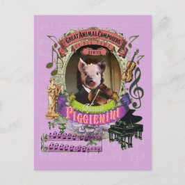 Postal Piggienini Funny Pig Animal Composer Paganini