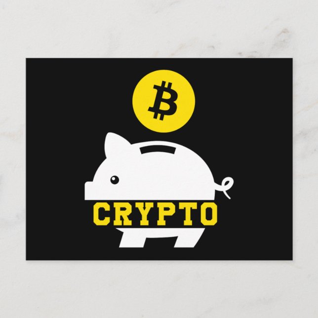 Postal Piggy Bank Bitcoin Coin Cryptocurrency Crypto BTC  (Anverso)