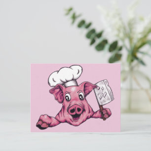 Postal Piggy El Cerdo Maniático Homicida Chef Arte Origin