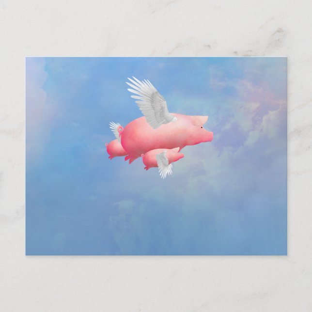 Postal Piglets voladores (Anverso)