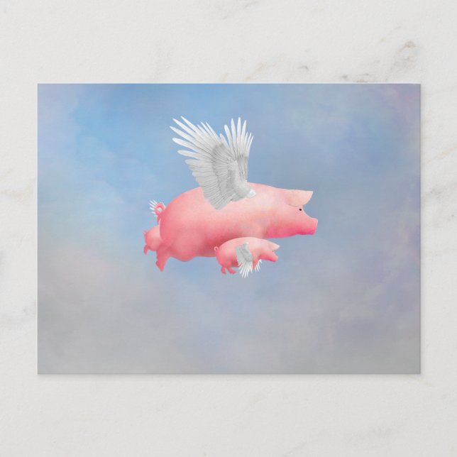 Postal Piglets voladores (Anverso)