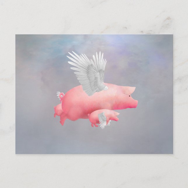 Postal Piglets voladores (Anverso)