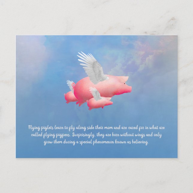Postal Piglets voladores (Anverso)