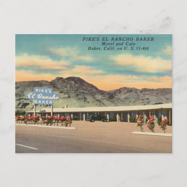 Postal Pike's Baker Motel and Cafe, Baker, California (Anverso)