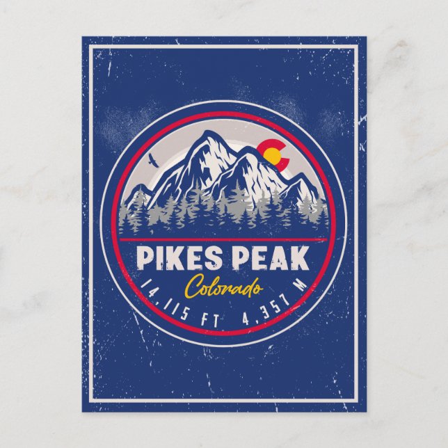 Postal Pikes Peak Colorado Mountain Camping Senderismo (Anverso)