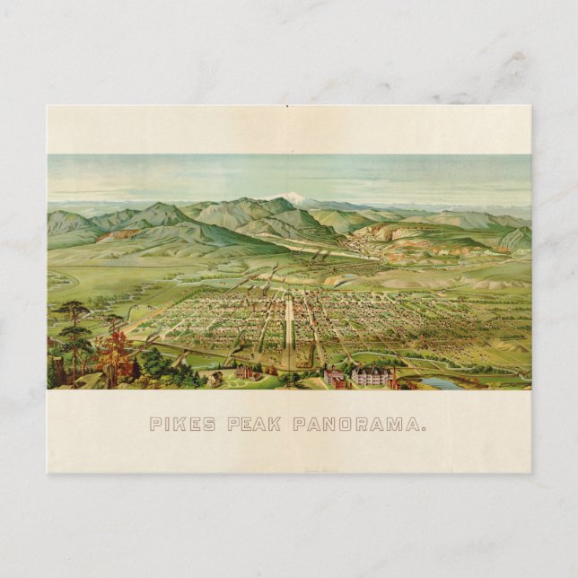 Postal Pikes Peak, Colorado Springs, Colorado (1890) (Anverso)
