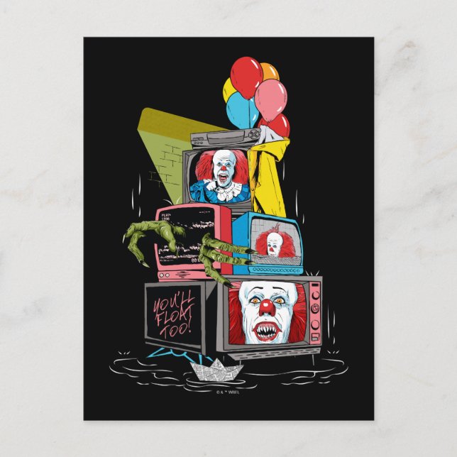 Postal Pila Clásica de Televisores de Pennywise - Flotará (Anverso)