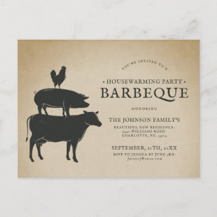 Postal Pila de animales   Barbacoa para el calentamiento 