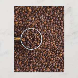 Postal Pila de judías con café lleno de habas