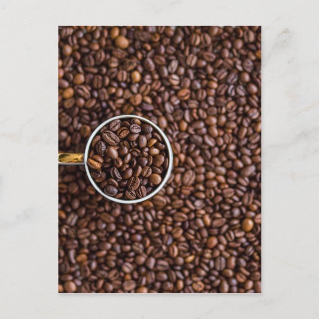 Postal Pila de judías con café lleno de habas (Anverso)