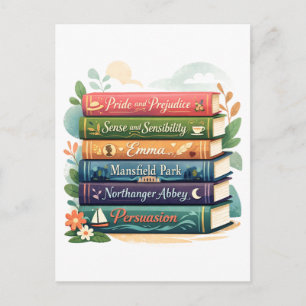 Postal Pila de novelas de Jane Austen