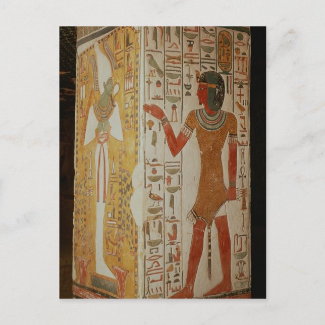 Postal Pilar representando a Osiris y a un sacerdote usan (Anverso)