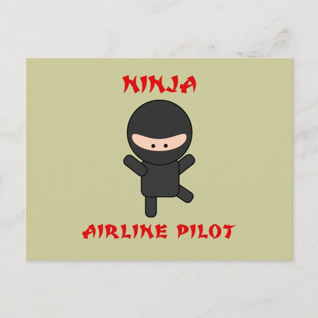 Postal piloto de aerolíneas de ninja (Anverso)