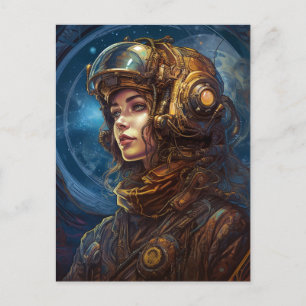 Postal Piloto de Arte de Ciencia Ficción Lady Futurista