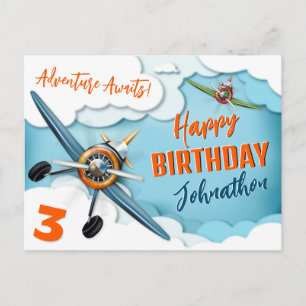 Postal Piloto de Avión de Combate Cumpleaños Niño