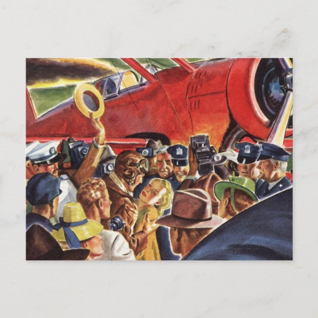 Postal Piloto de avión de propulsión única con Paparazzi (Anverso)