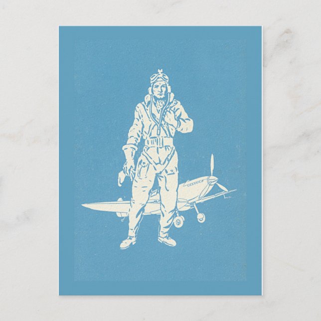 Postal Piloto de cosecha y arte de avión (Anverso)