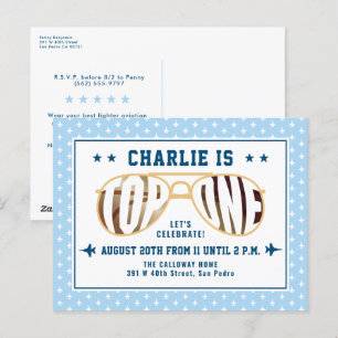 Postal Piloto piloto de combate Blue TopOne con tema de p