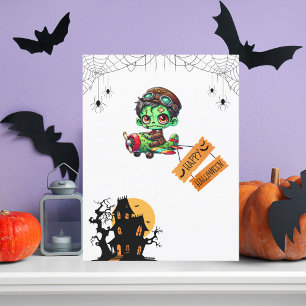 Postal Piloto Zombie Caprichoso Avión Niños Halloween