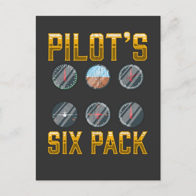 Postal Pilots Six Pack Vuelo de avión Humor de vuelo (Anverso)