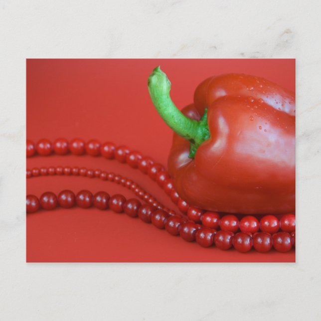 Postal pimentón y perlas rojas (Anverso)