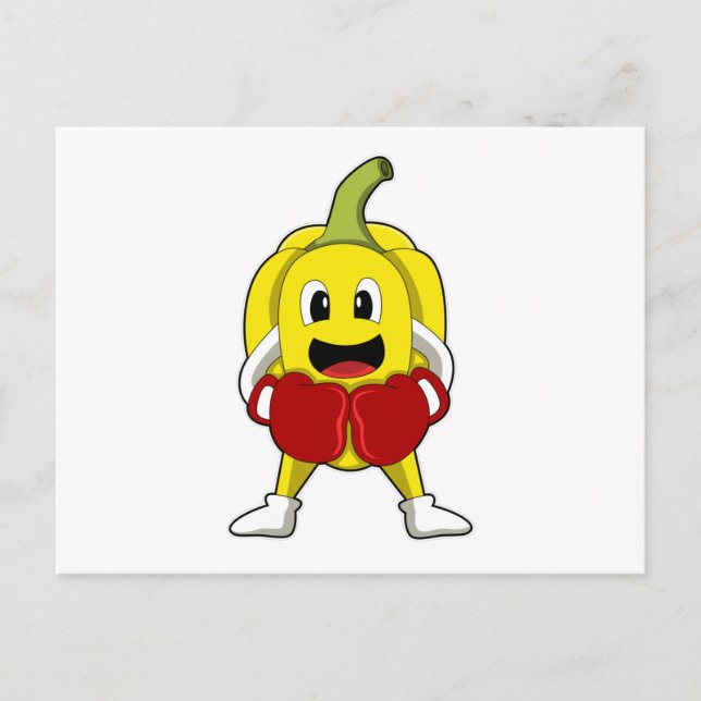 Postal Pimienta como boxeador con guantes de boxeo (Anverso)