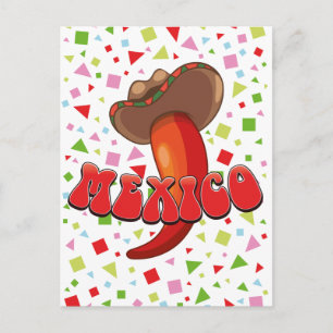 Postal Pimiento chilli de México divertida fiesta