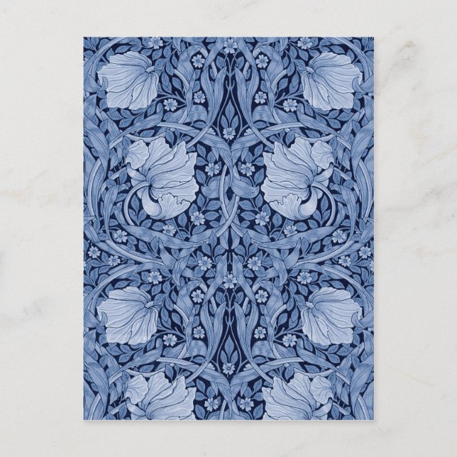 Postal Pimpernel Azul Monocromo, William Morris (Anverso)