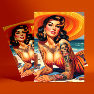 Postal Pin de verano tatuado
