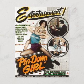 Postal Pin Down Chica Vintage Lady Wrestlers Movie Poster