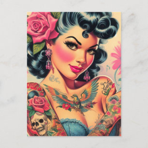 Postal Pin retro cute tatuoed