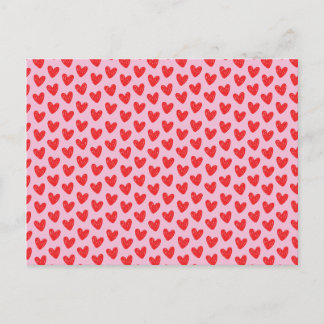 Postal Pin rojo con patrón de corazones garabateados a ma