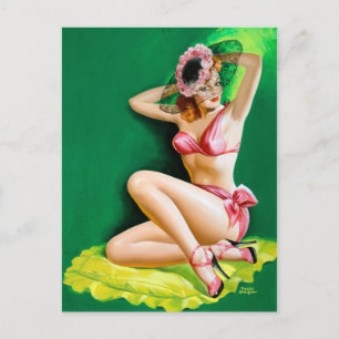 Postal Pin rosa de bikini