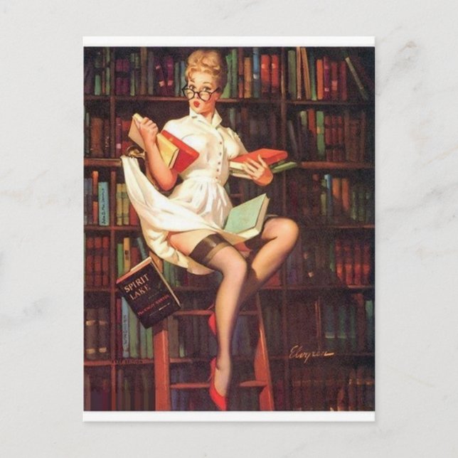 Postal Pin Up Bibliotecario (Anverso)