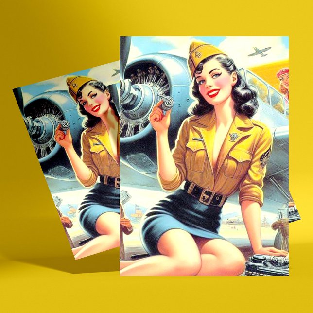 Postal Pin-up de avión retro (Subido por el creador)