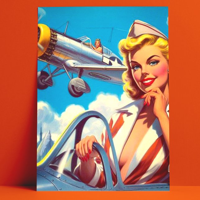 Postal Pin-up de avión retro (Subido por el creador)