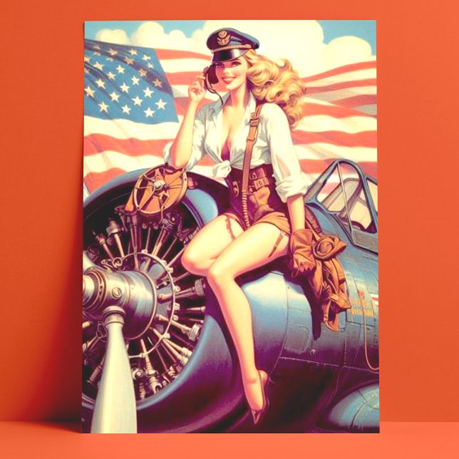 Postal Pin-up de avión vintage (Subido por el creador)