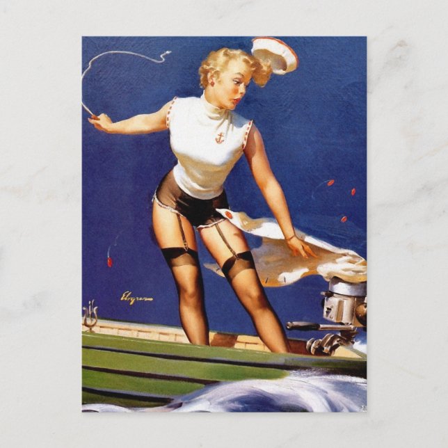 Postal Pin-Up de Boating (Anverso)