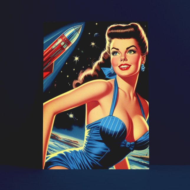 Postal Pin-up de espacio retro (Subido por el creador)