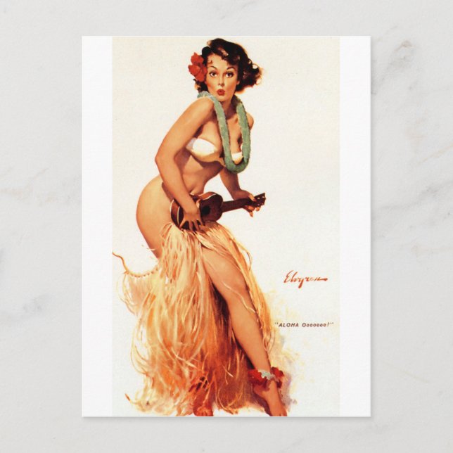 Postal Pin Up De Hawaii (Anverso)