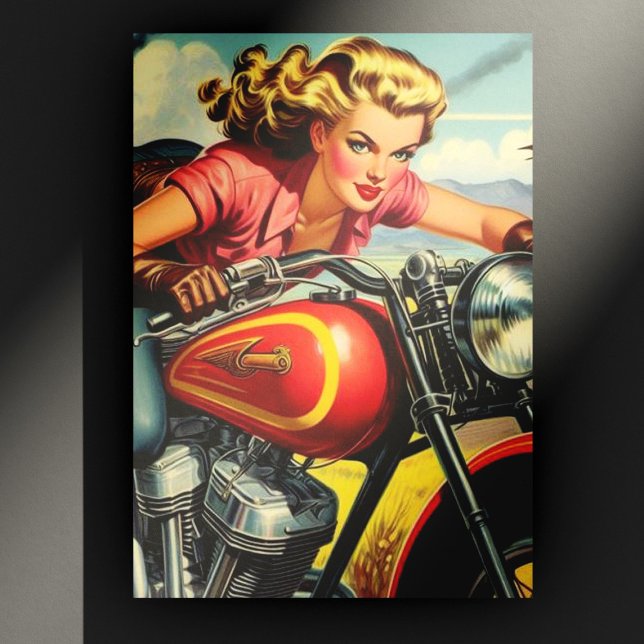 Postal Pin-up de motocicleta retro (Subido por el creador)