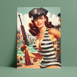 Postal Pin-up de pulpa retro